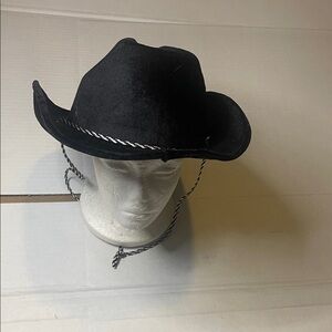Black Cowboy‎ Hat with Braided Trim